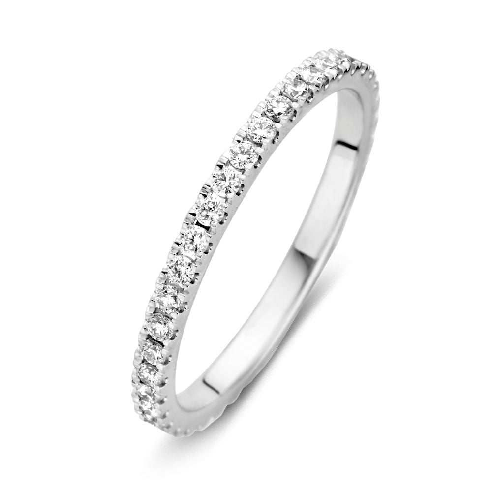 bague en or blanc ornée de diamants de 0,50 carat, finition brillante.