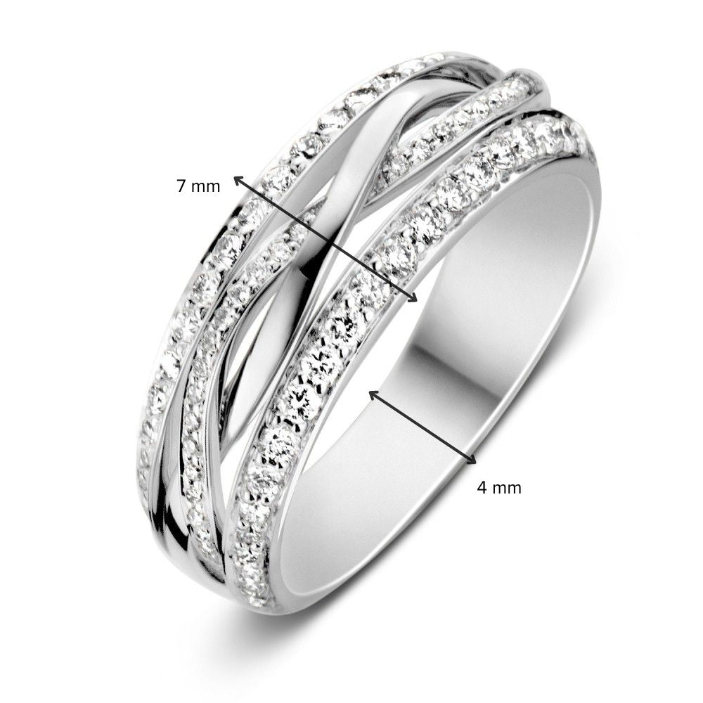 Bague halo en or blanc élégant avec 0,57 carat de diamants taille brillant