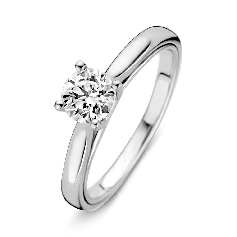 Bague en or blanc élégant avec un diamant brillant de 0,74 carat.
