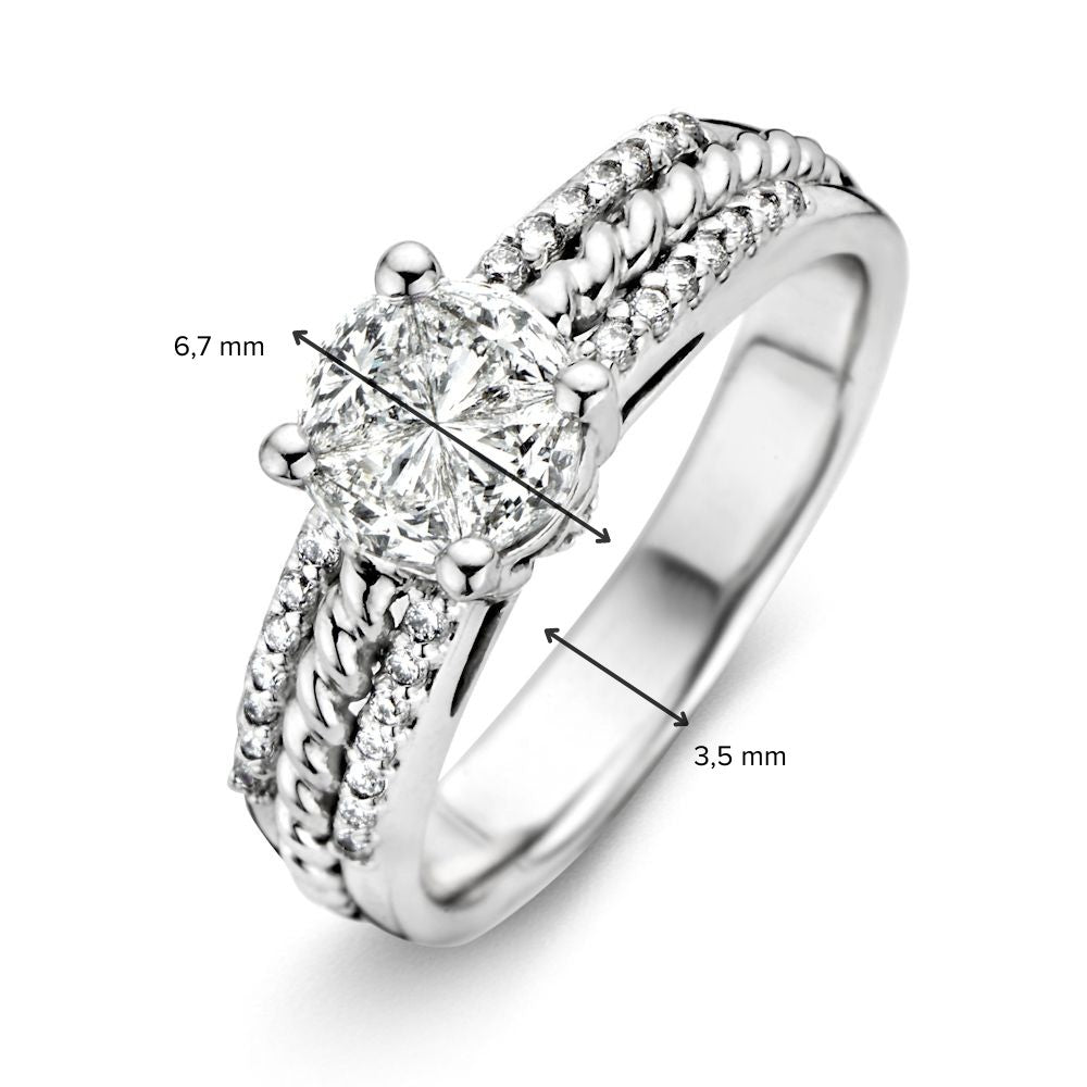Bague en or blanc 14K avec diamant de 0,88 carat, qualité brillante H/SI-1