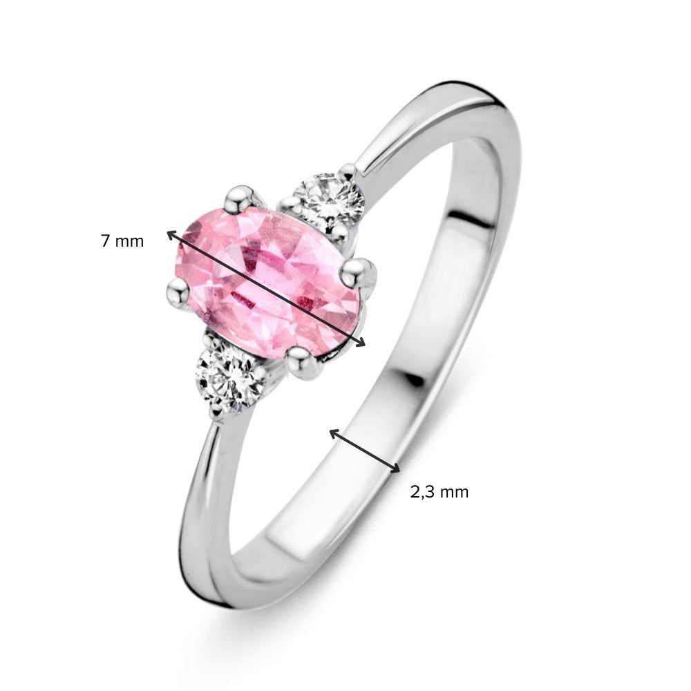 Bague pour femme en or blanc avec diamant et saphir rose – Élégance romantique