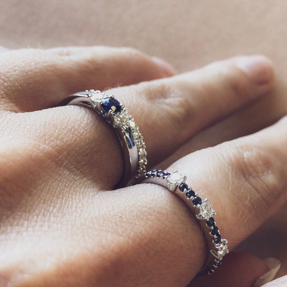 Bague en Or Blanc pour Femme avec Saphir et Diamant – Élégance Intemporelle
