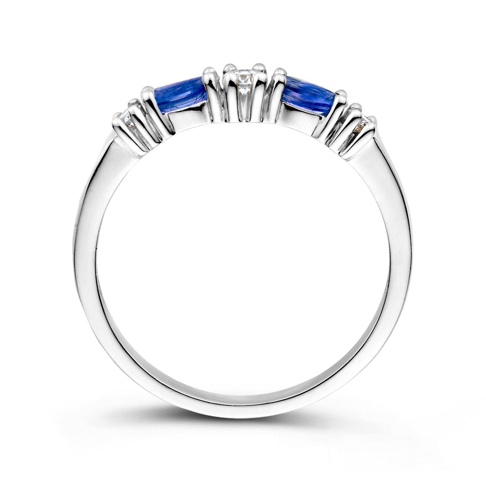 Bague 18k or blanc diamant + verre saphir