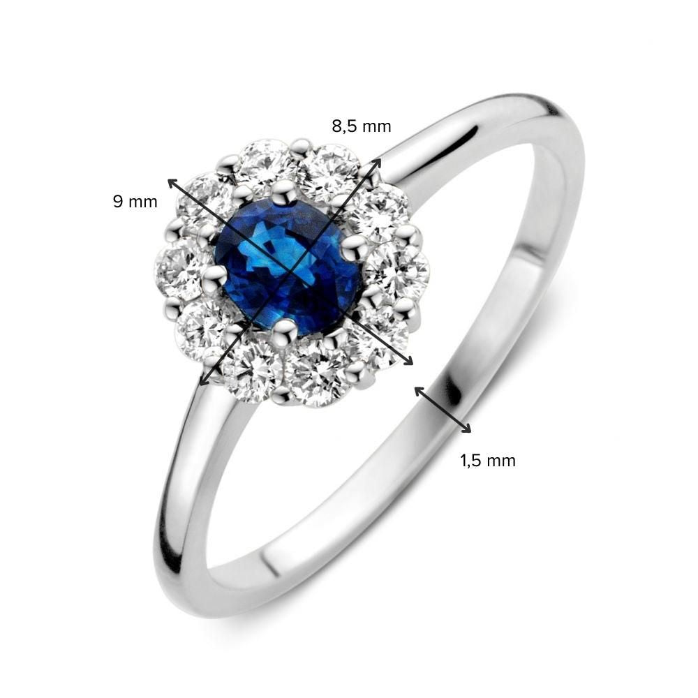 Bague en Or Blanc avec Saphir Bleu et Diamants : Une Beauté Intemporelle