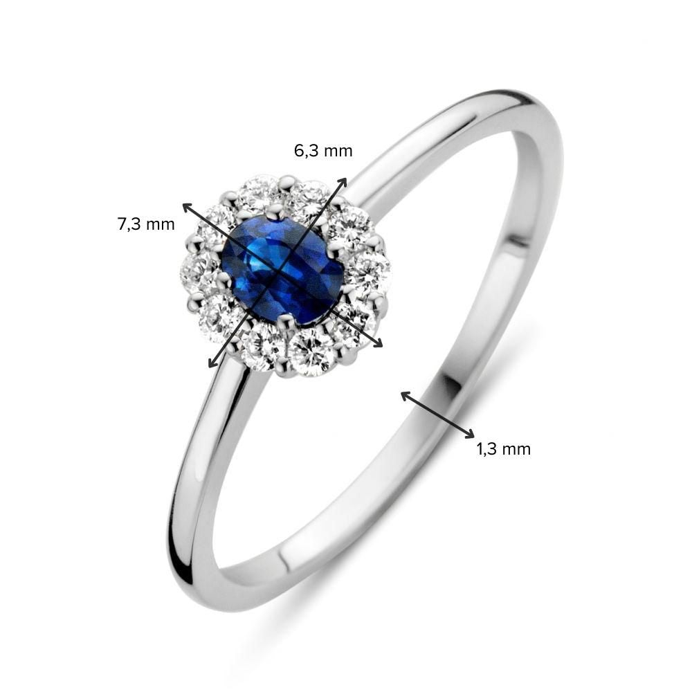Bague en Or Blanc avec Saphir Bleu et Diamants : Une Combinaison Élégante