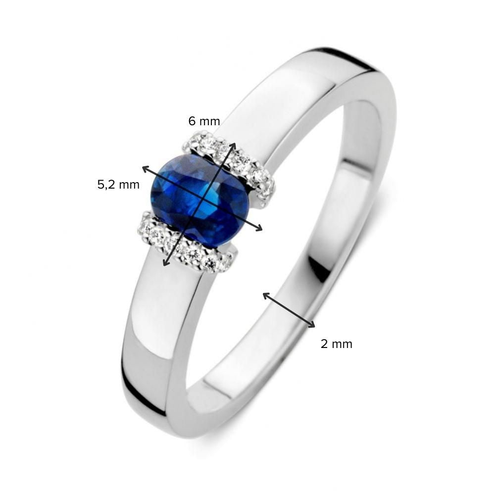Bague en Or Blanc avec Saphir Bleu et Diamant : Élégante et Intemporelle