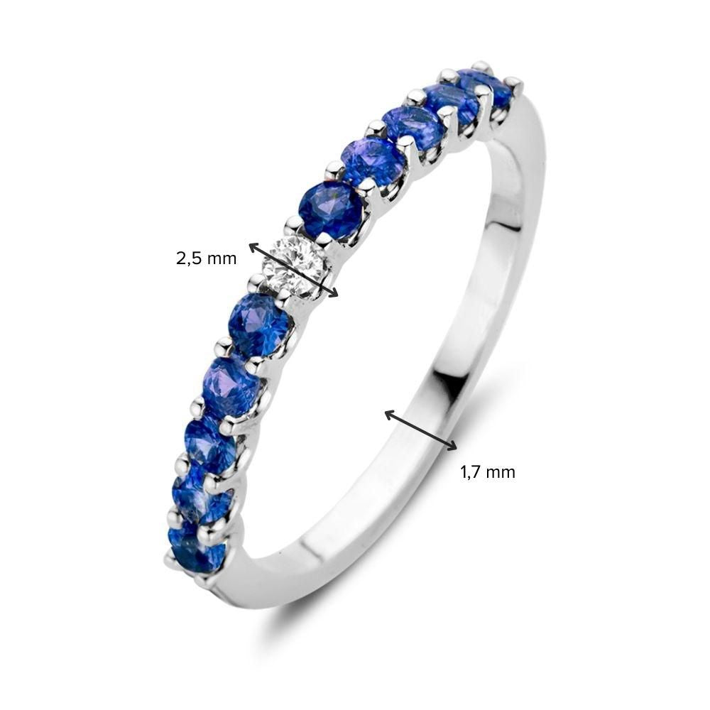Bague en Or Blanc avec Saphirs Bleus et Diamants Blancs – Élégance de Van der Kooij