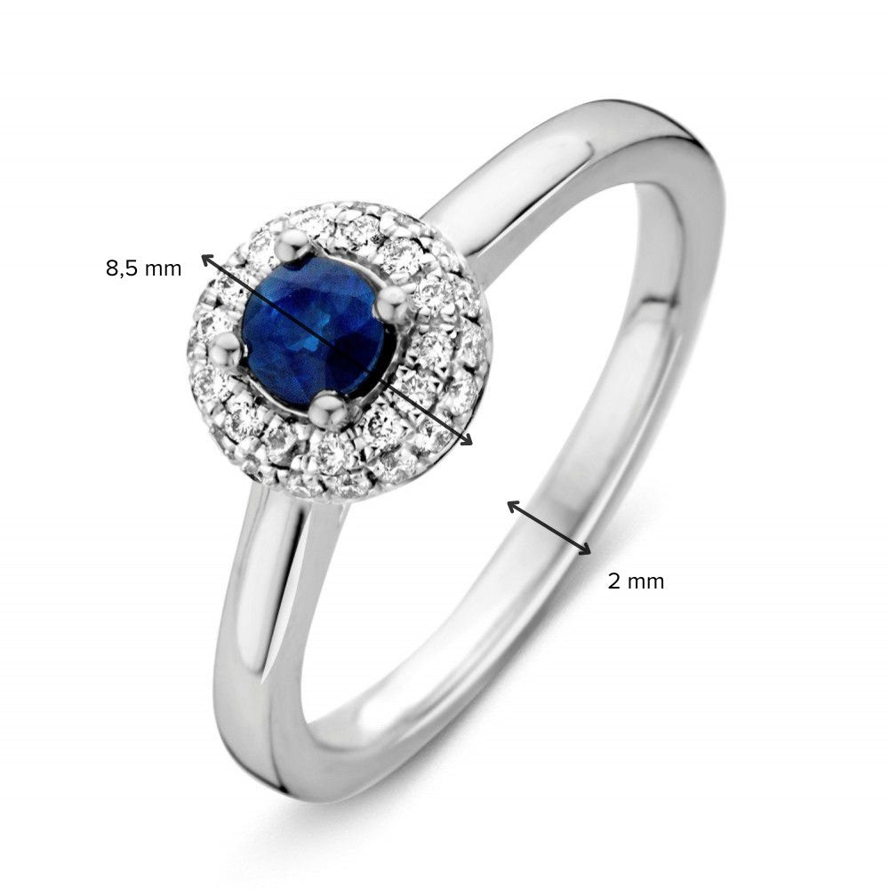 Bague pour femme en or blanc avec saphir et diamant | 14k Or | Van der Kooij