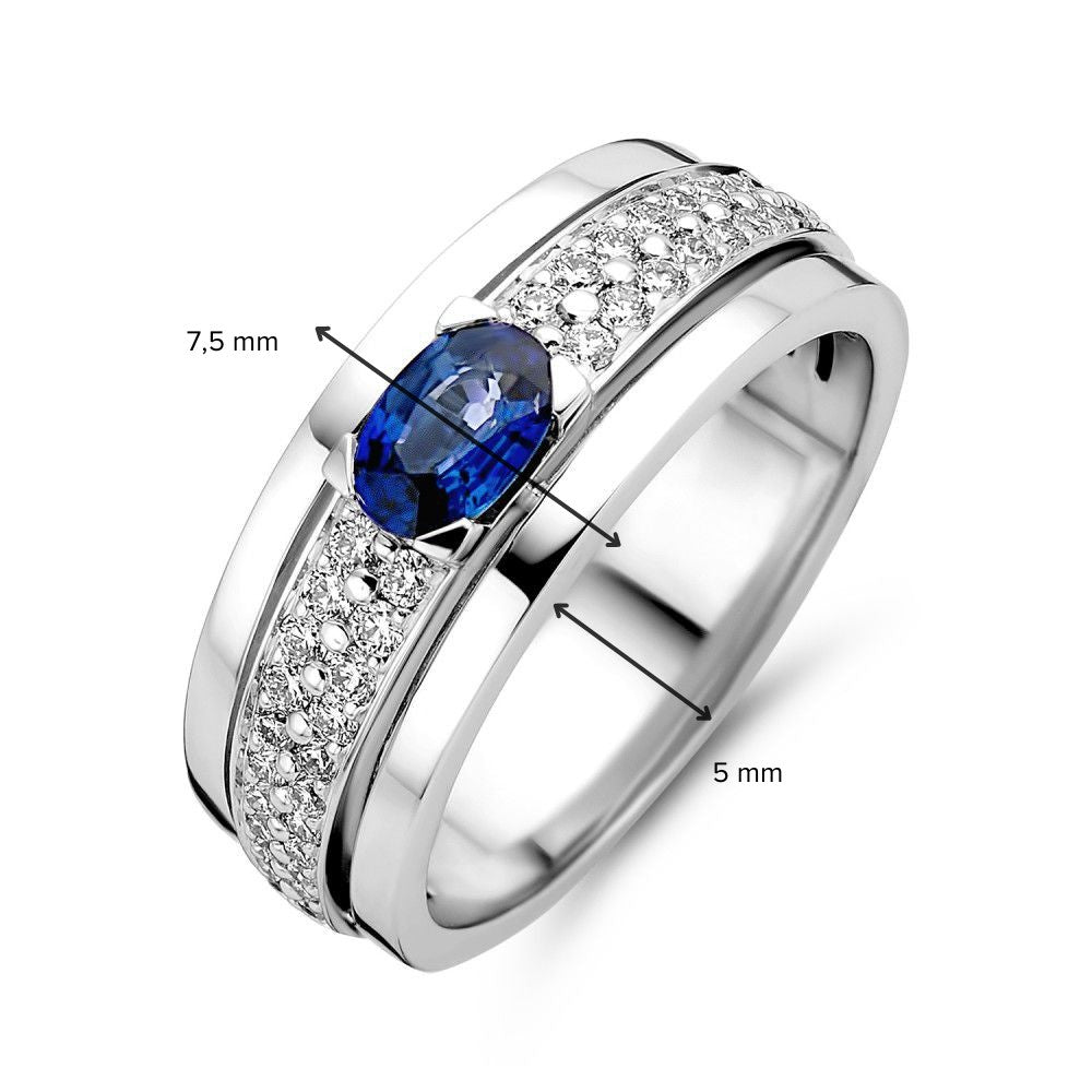 Bague en Or Blanc pour Femme avec Saphir et Diamant – Une Combinaison Éblouissante de Luxe