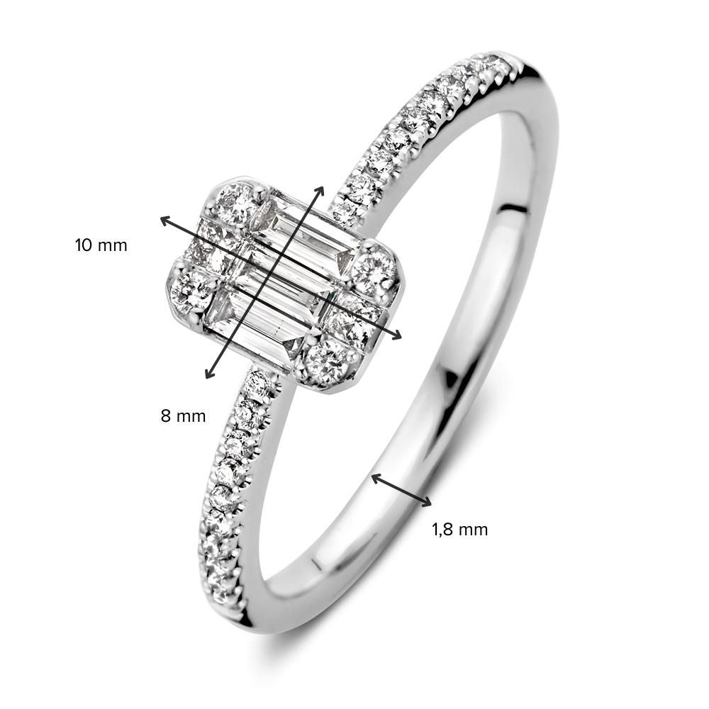Bague en Or Blanc en Forme d'Émeraude avec Diamants Baguette – 0.38 Carat