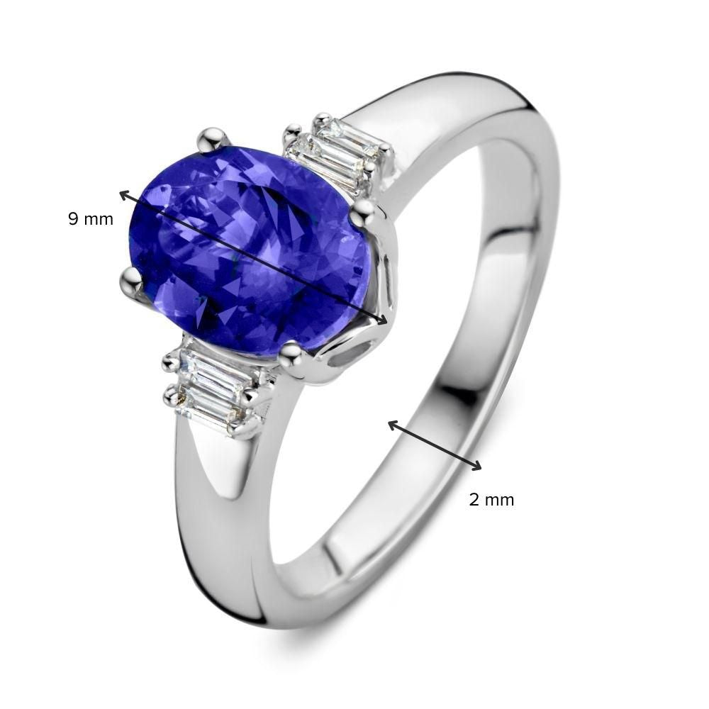 Bague en Or Blanc avec Tanzanite et Diamant – 2.04 Carat de Tanzanite
