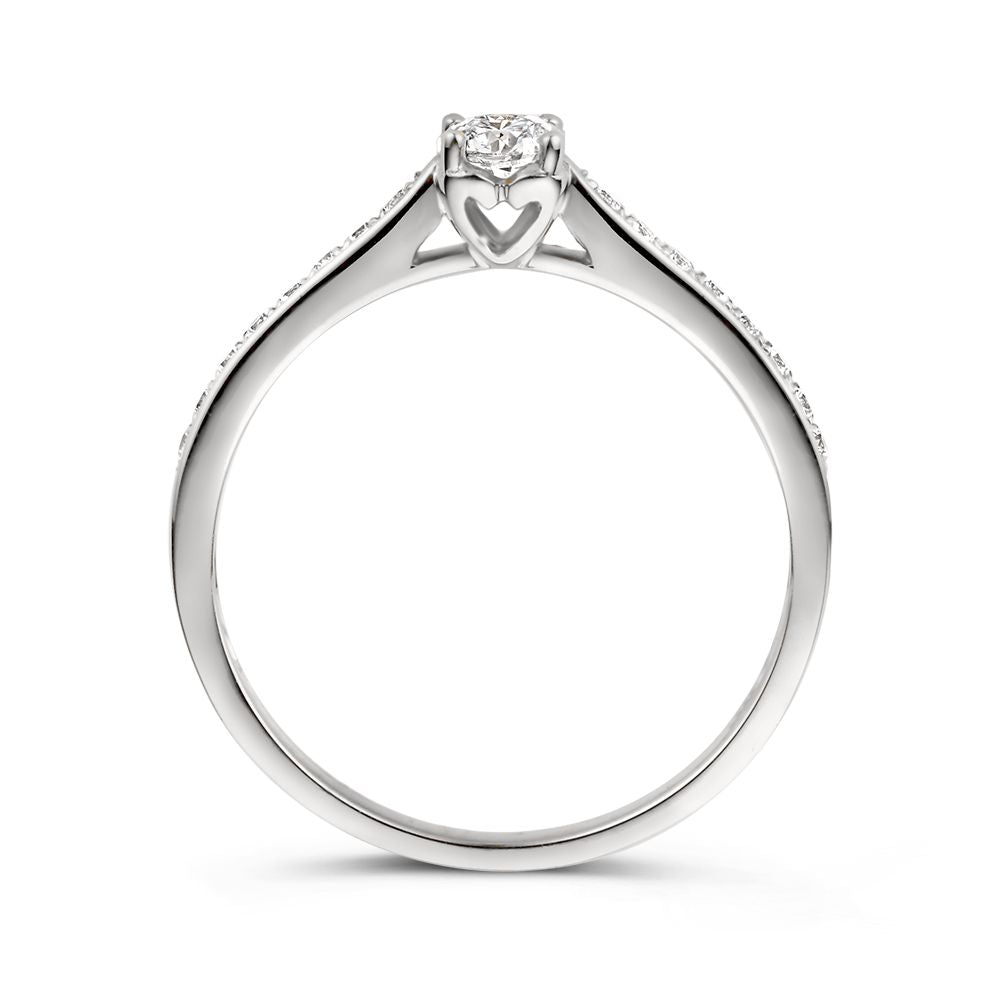 Bague en or blanc avec cœur en zircone - Subtil et élégant - Van der Kooij
