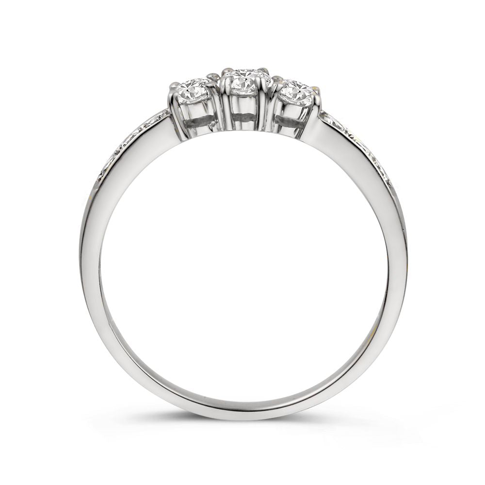 Bague en Or Blanc Raffinée avec Zircones - Élégance Intemporelle - Van der Kooij
