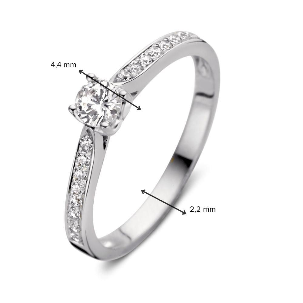 Bague en or blanc avec cœur en zircone - Subtil et élégant - Van der Kooij