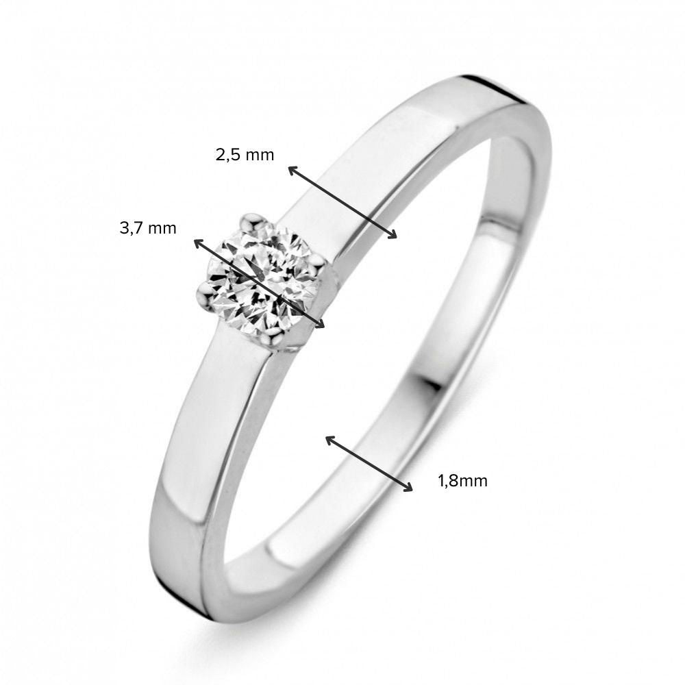 Bague en Or Blanc Éclatante avec Zircones – Élégance Intemporelle pour Chaque Femme