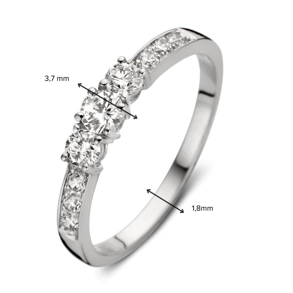Bague en Or Blanc Raffinée avec Zircones - Élégance Intemporelle - Van der Kooij