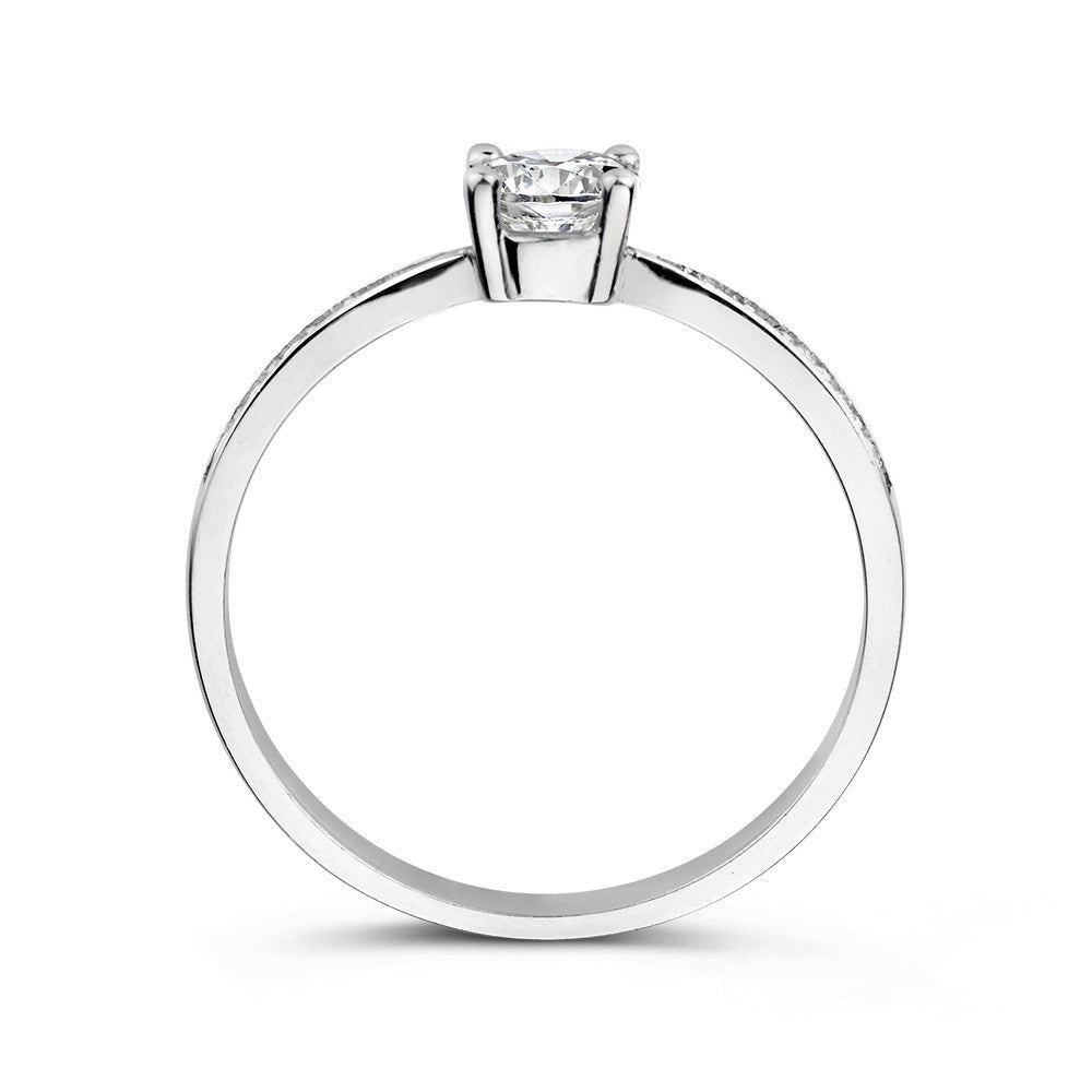 Bague Élégante en Or Blanc avec Zircones - Raffinement Intemporel