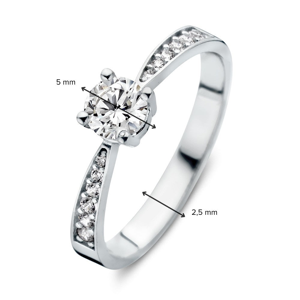 Bague Élégante en Or Blanc avec Zircones - Raffinement Intemporel