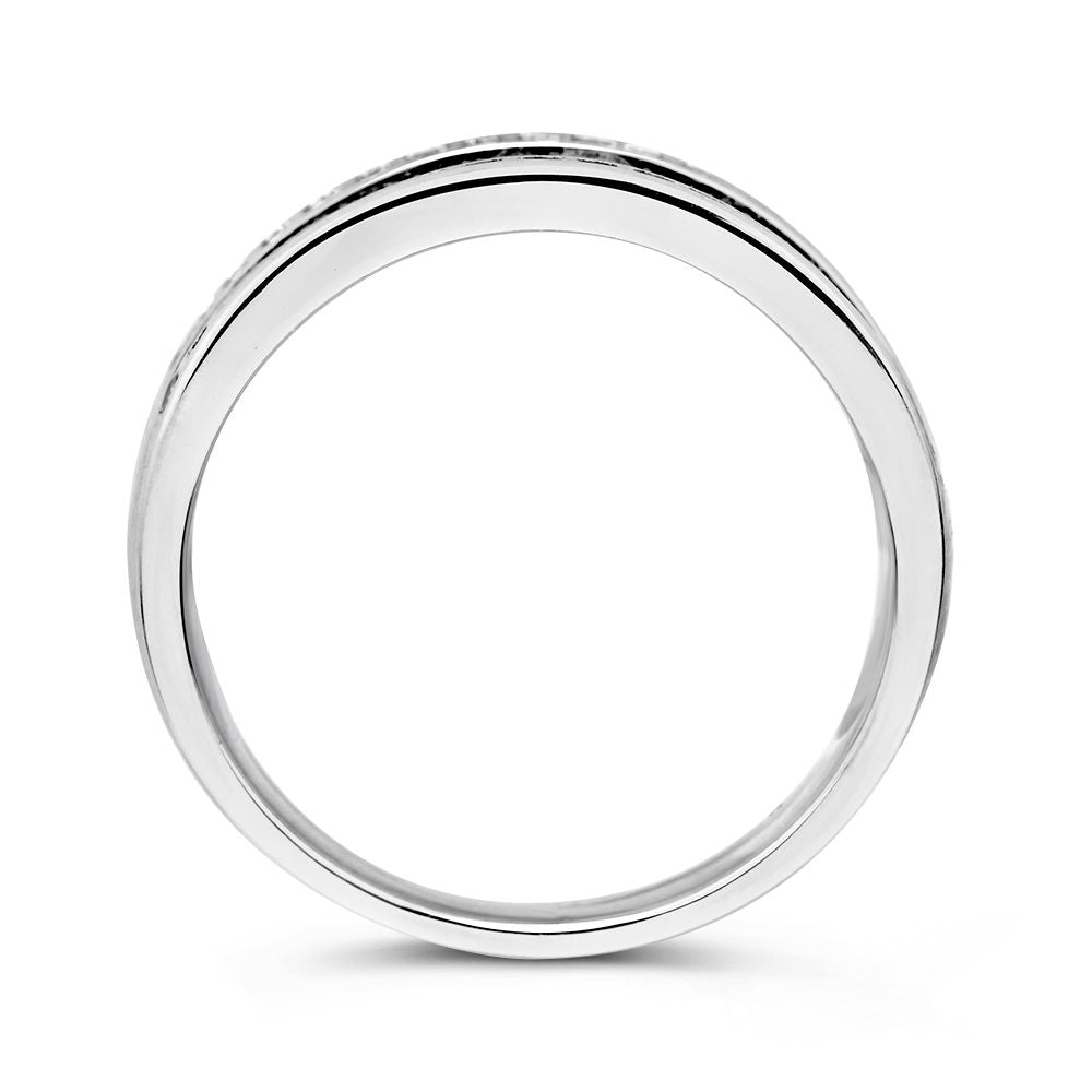 Bague élégante en argent et or jaune 14 carats pour femme avec zircones