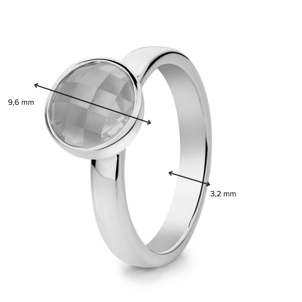 Bague pour femme en argent rhodié avec pierre de lune grise facettée – Loto