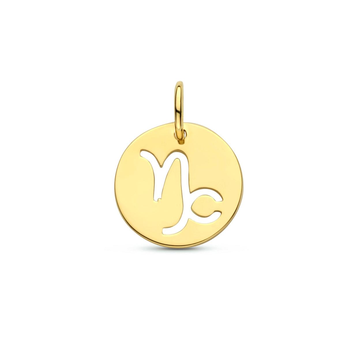 Pendentif en or jaune 14 carats avec le symbole du signe astrologique.
