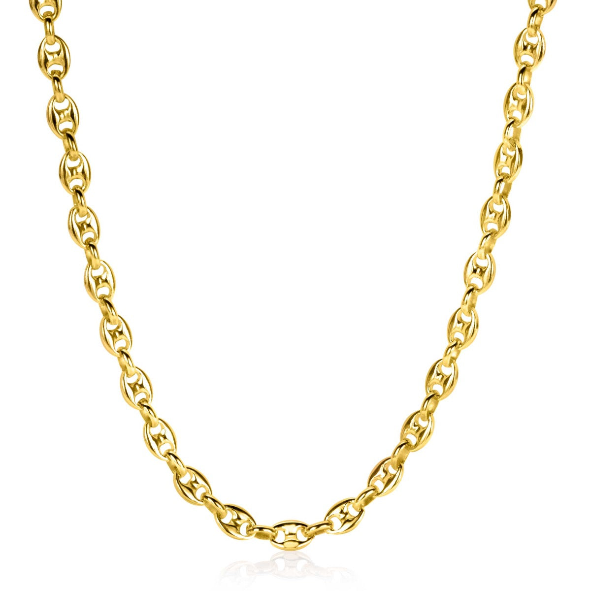 Collier doré en maillons ovales, finition brillante.