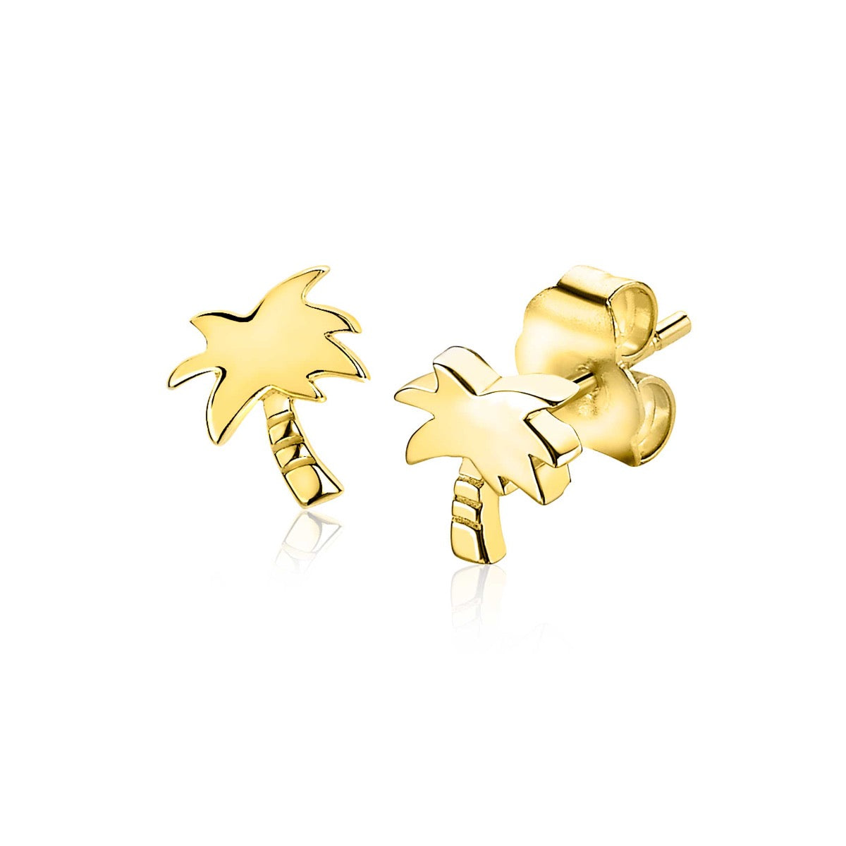 Boucles d'oreilles en plaqué or en forme de palmiers.