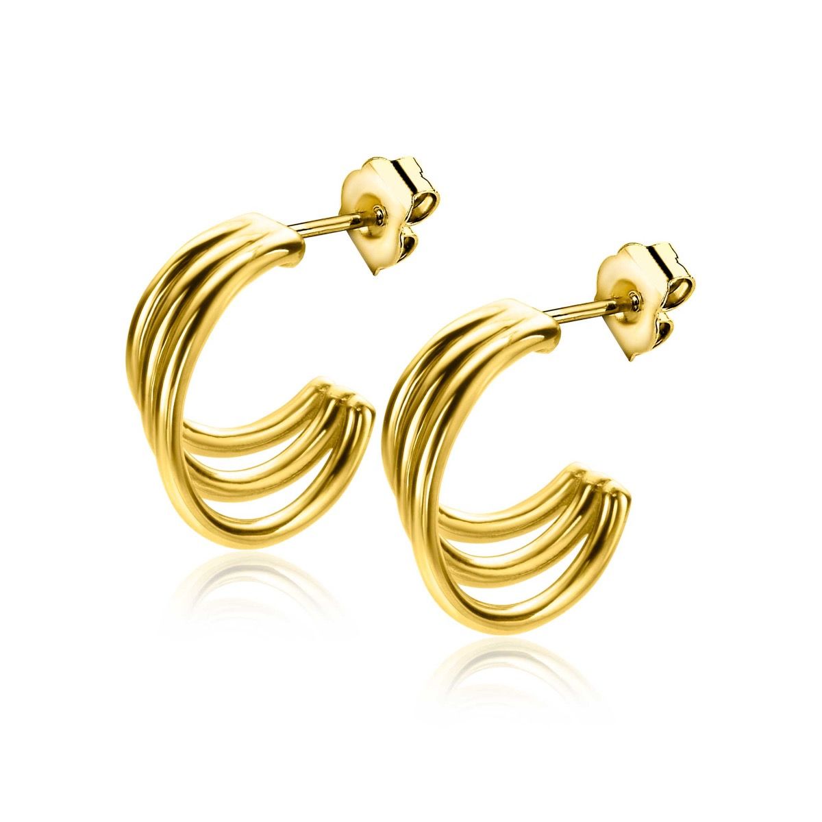 ZINZI puces d'oreilles plaqué or trois bandes ZIO2294