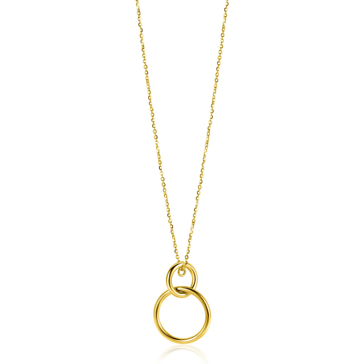 Collier en or avec un pendentif en forme de cercle entrelacé.