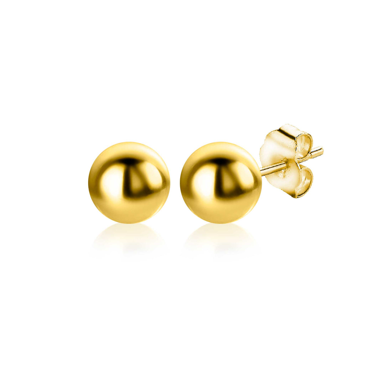 Boucles d'oreilles en or avec des perles rondes brillantes.