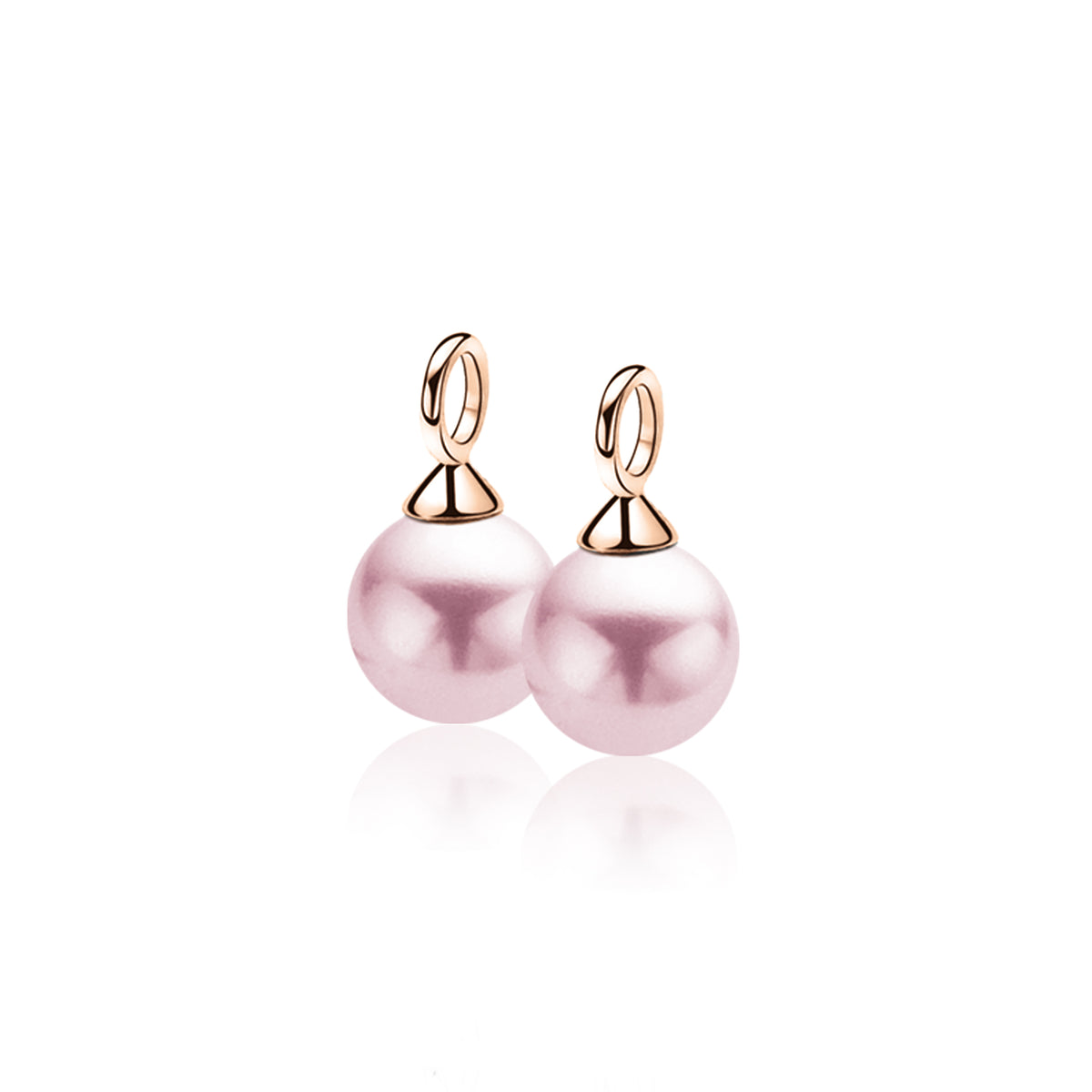 Boucles d'oreilles en plaqué or avec perles roses brillantes.