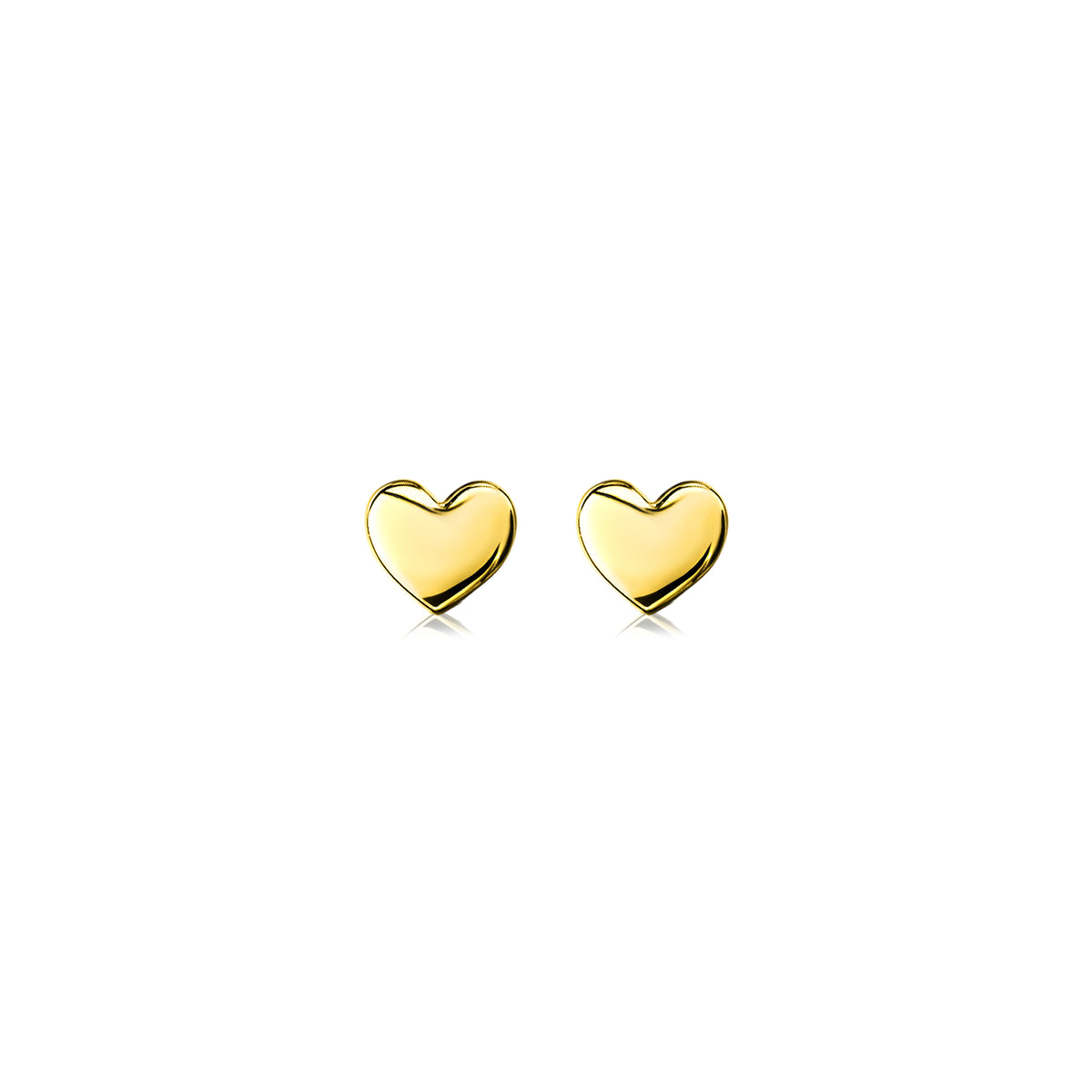 Boucles d'oreilles dorées en forme de cœur.