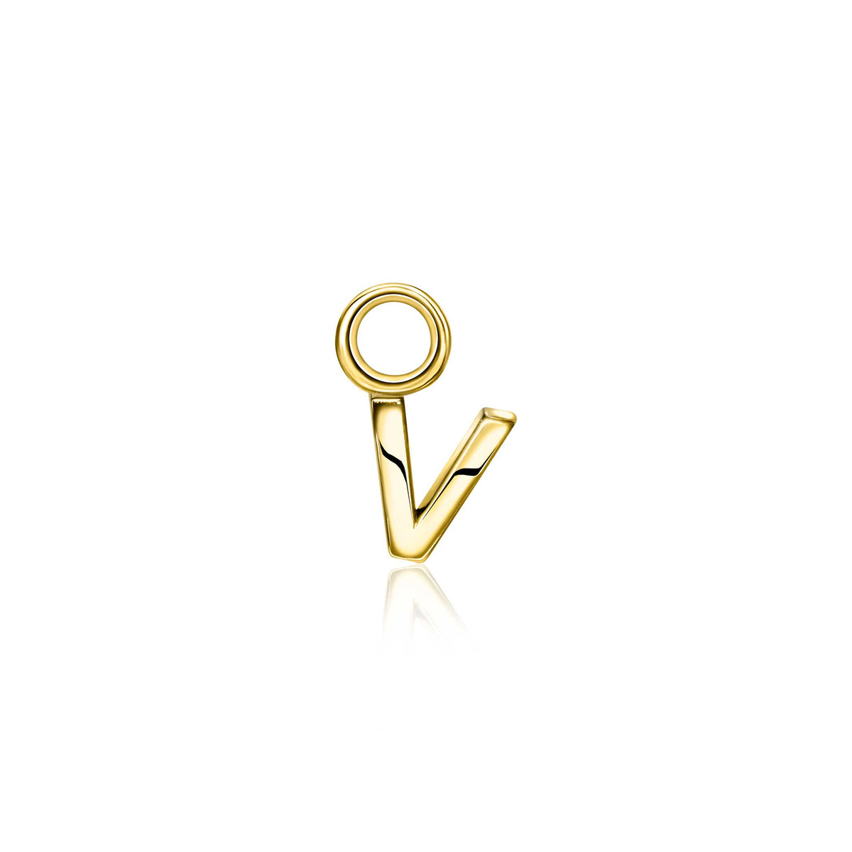 Boucles d'oreilles en plaqué or en forme de lettre V avec un cercle.