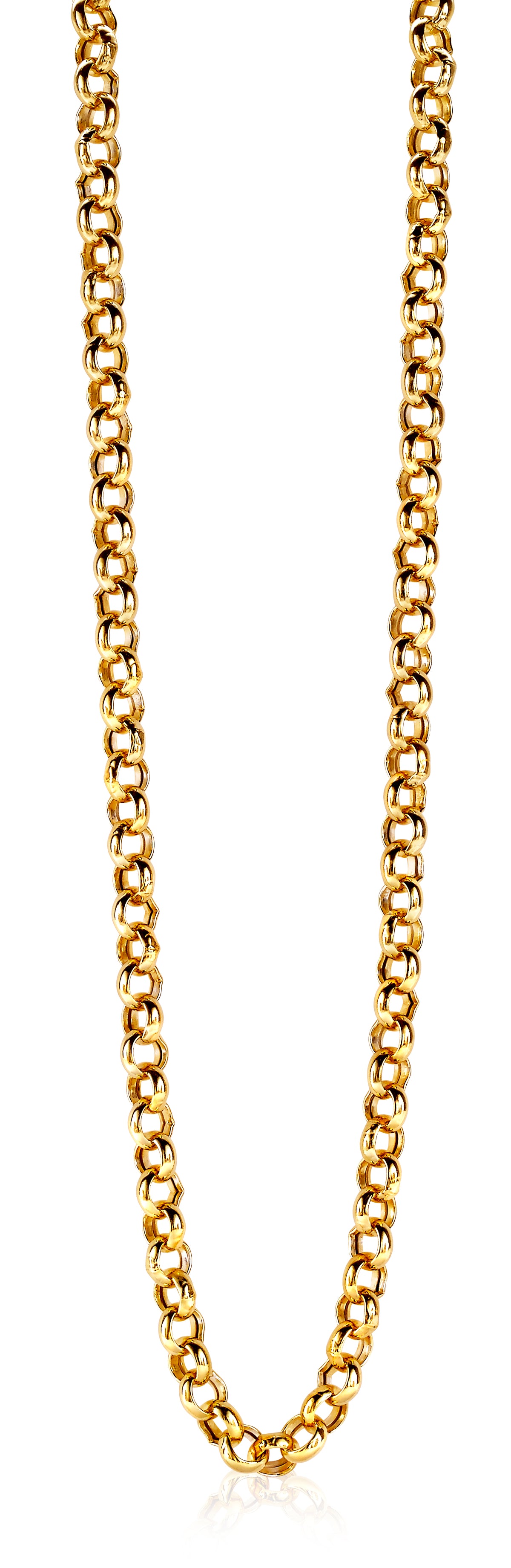 Collier doré en maillons, finition brillante, longueur moyenne.