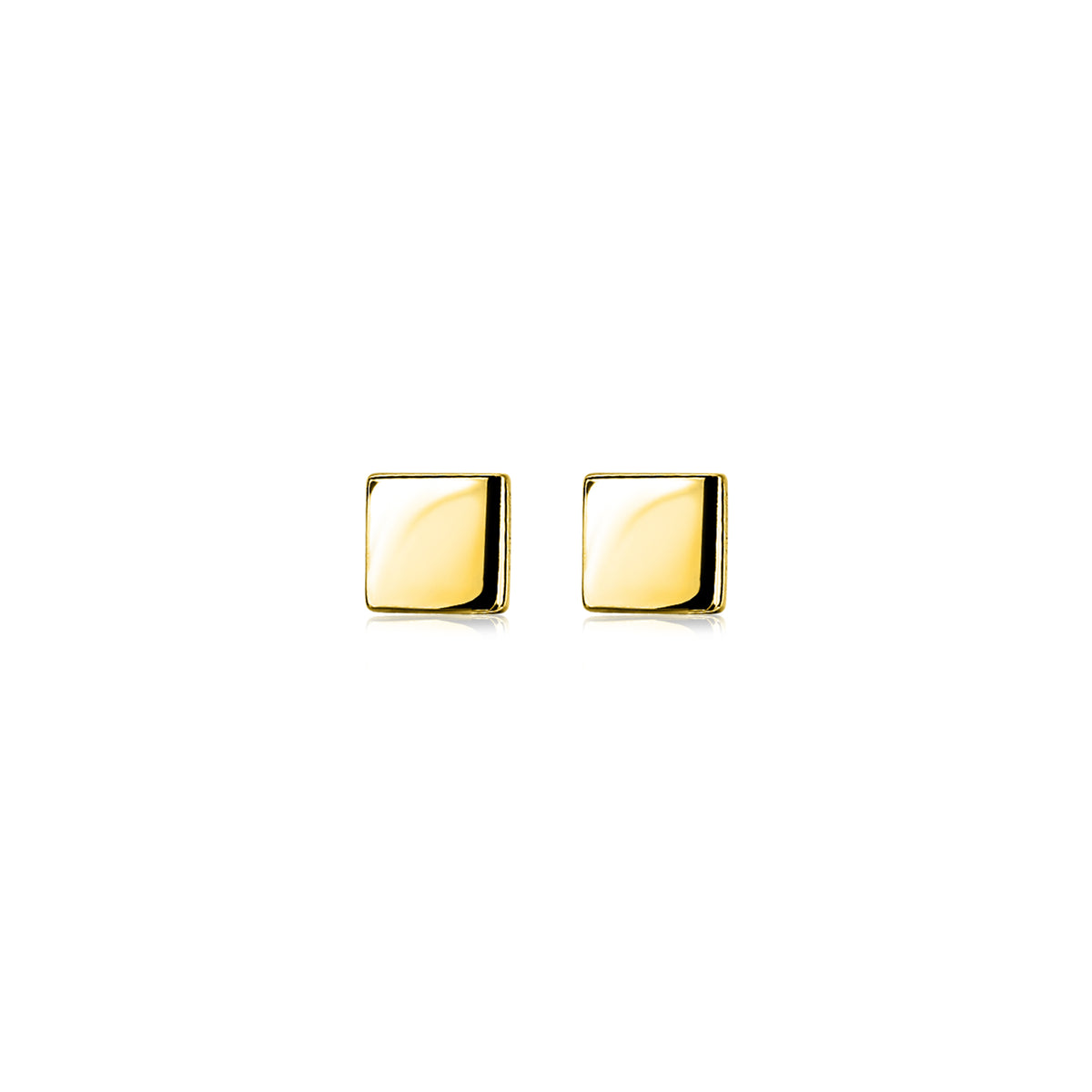 Boucles d'oreilles en plaqué or de forme carrée avec une finition brillante.