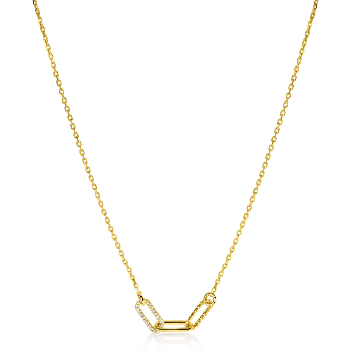 Collier doré avec un pendentif en forme de maillon, finition brillante.