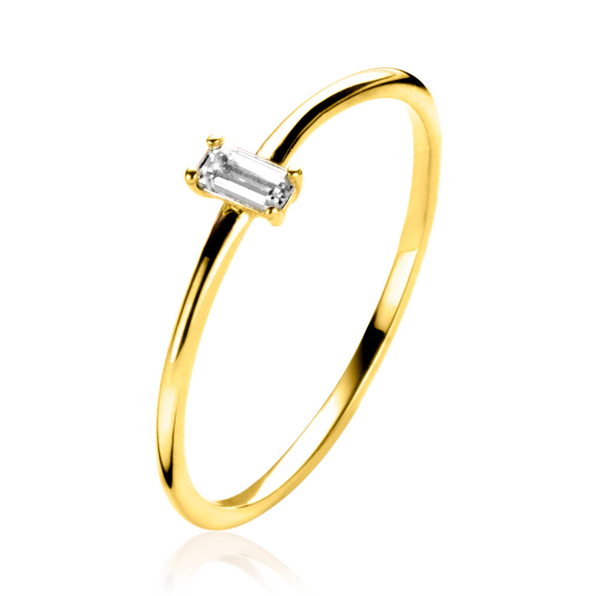 Bague en or avec un zircon rectangulaire serti.