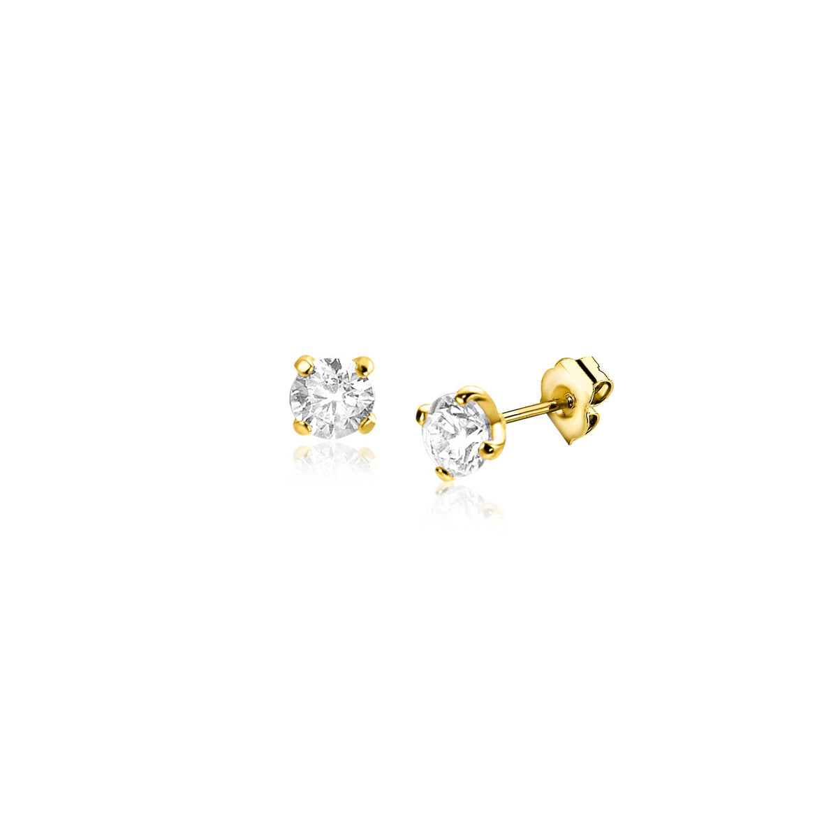 Boucles d'oreilles en or avec pierres brillantes, design simple et élégant.
