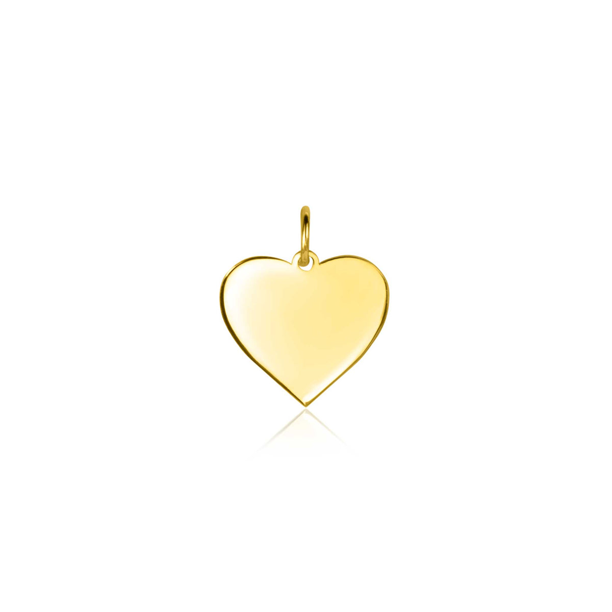 pendentif en forme de cœur en or jaune, lisse et brillant.