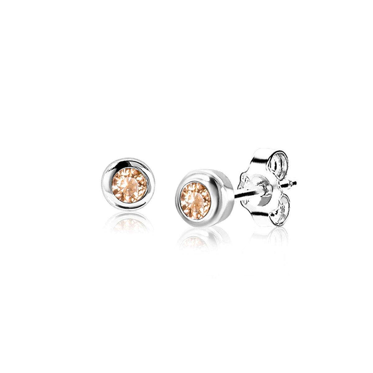 Boucles d'oreilles en argent avec des pierres brillantes dorées.