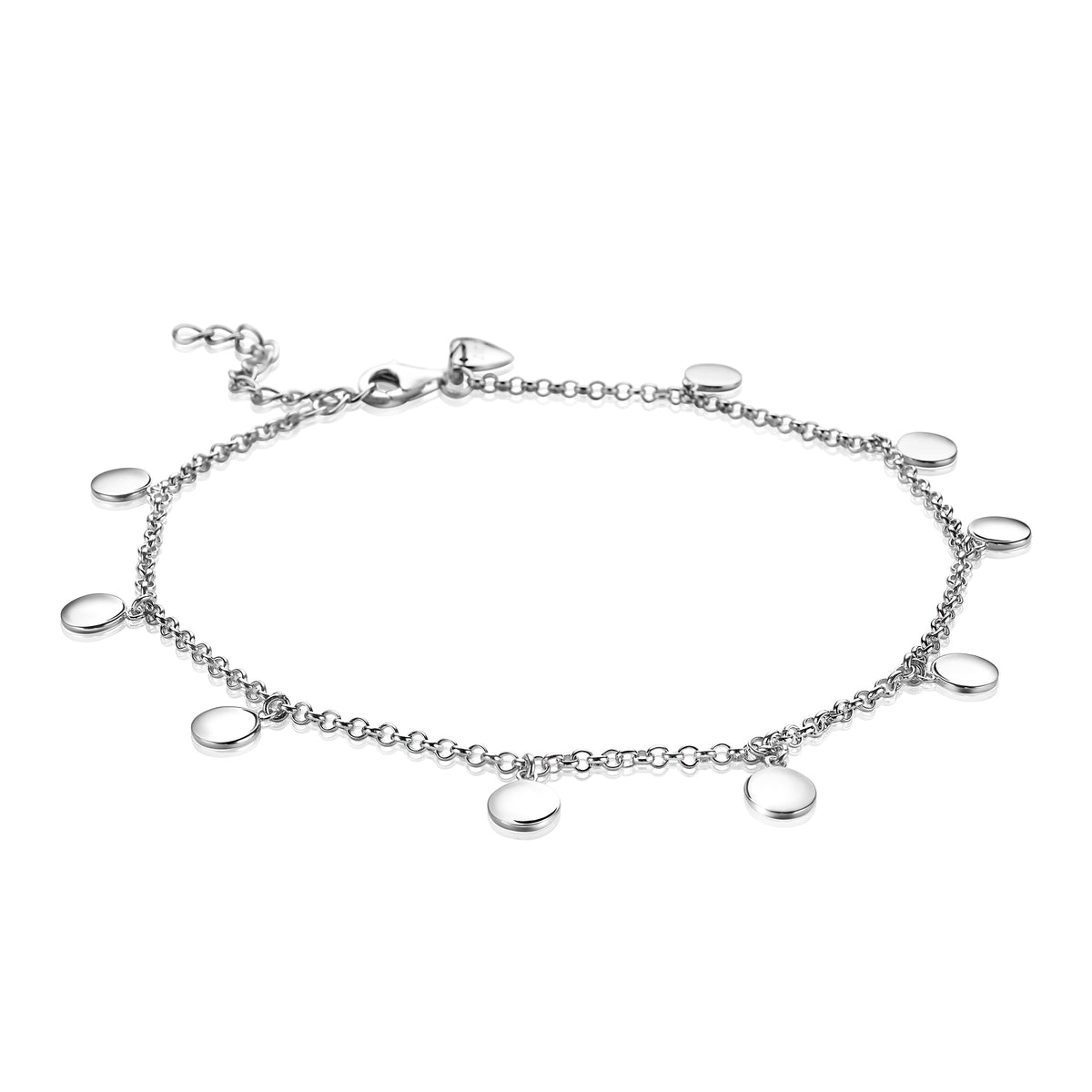 Bracelet en argent avec des pendentifs en forme de goutte.