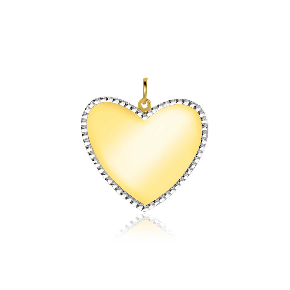 Pendentif en forme de cœur en or, avec un contour serti de pierres brillantes.