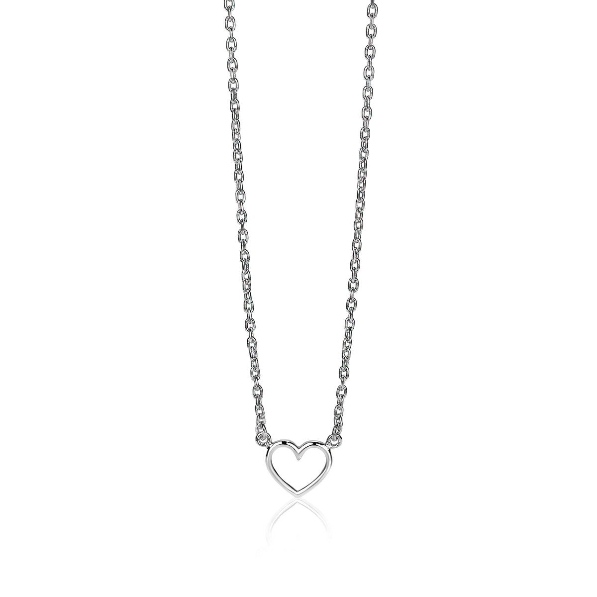 Collier en argent avec un pendentif en forme de cœur.