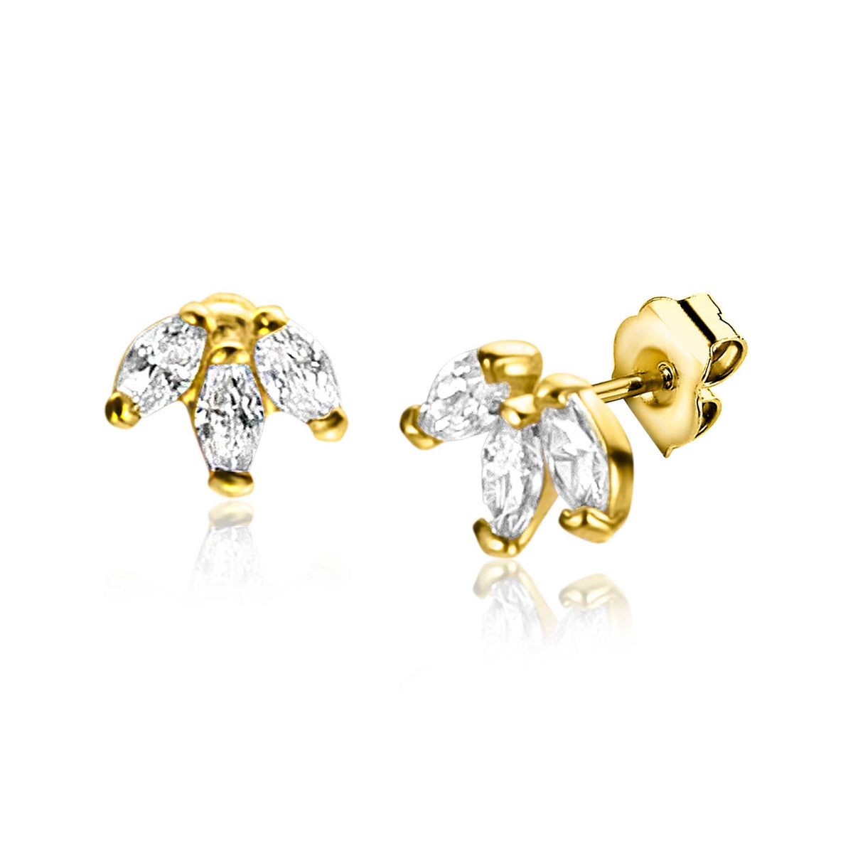 Boucles d'oreilles en or avec des pierres en forme de poire.
