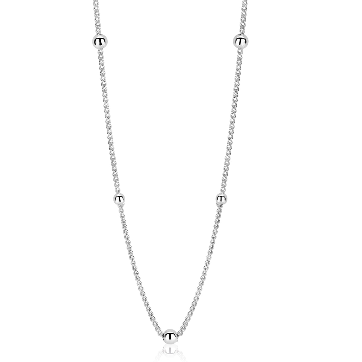collier en argent avec des perles rondes espacées sur une chaîne délicate