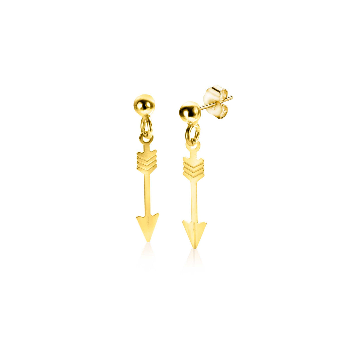 Boucles d'oreilles en or avec un design en forme de flèche.