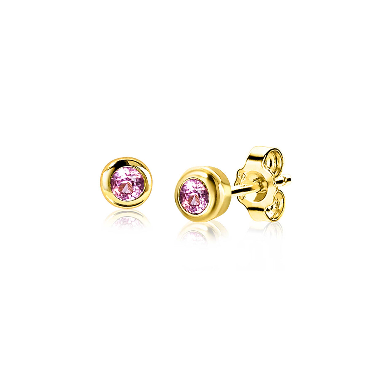 Boucles d'oreilles en plaqué or avec pierres roses.