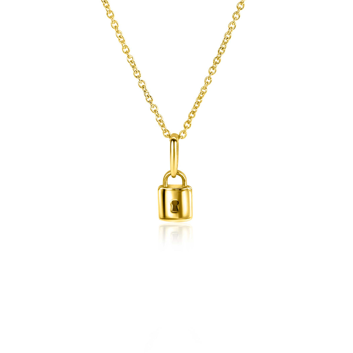 Collier en or avec un pendentif en forme de cadenas.