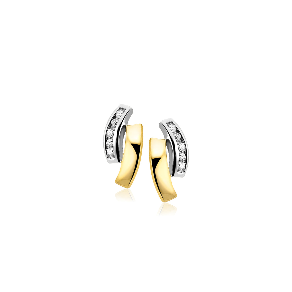 Boucles d'oreilles en or et argent avec des détails en zirconium.