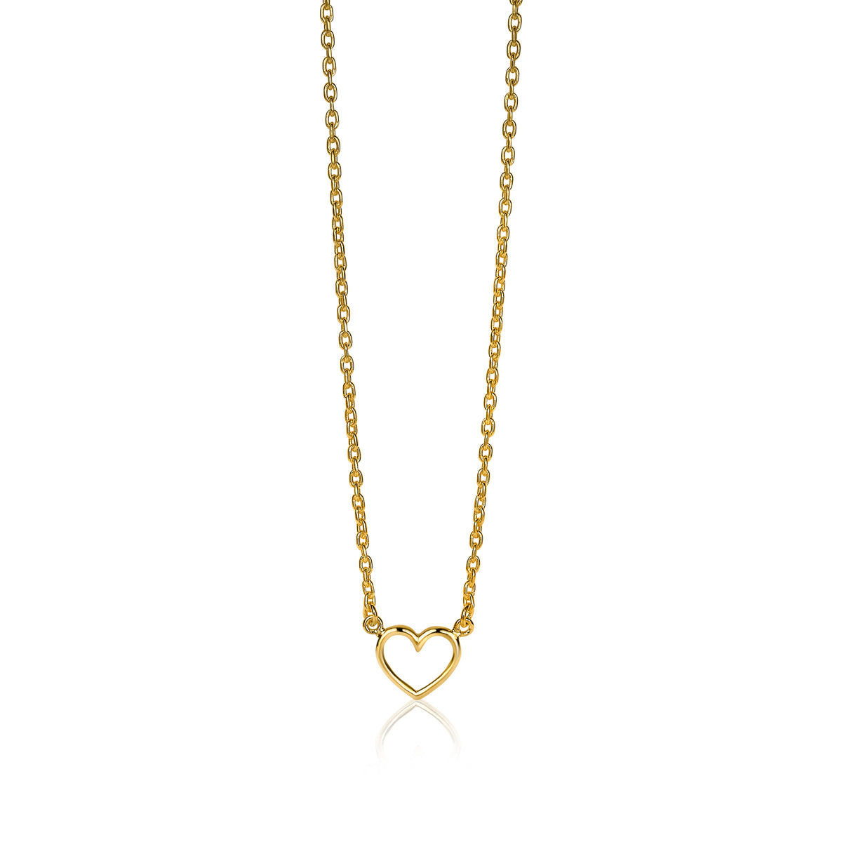 Collier doré avec un pendentif en forme de cœur.